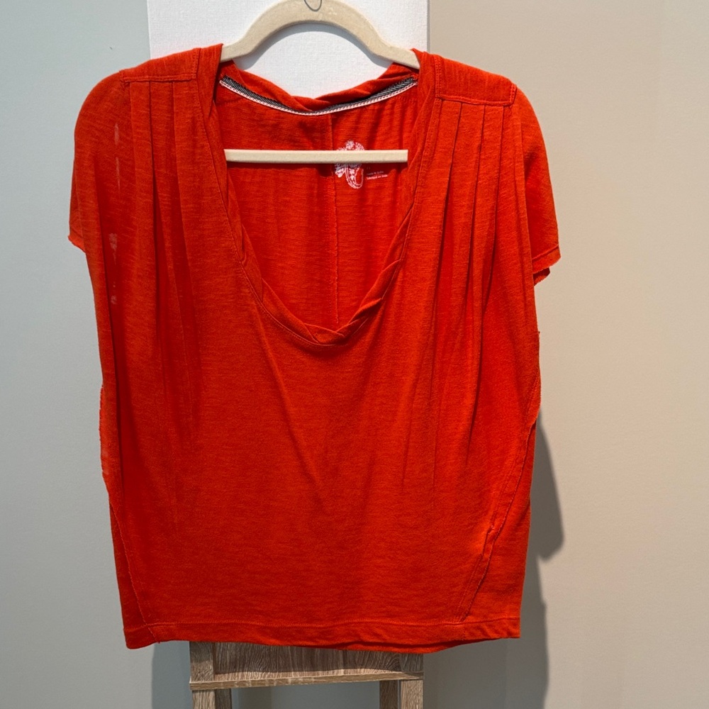 Pilcro Bright Orange Short Sleeve Top